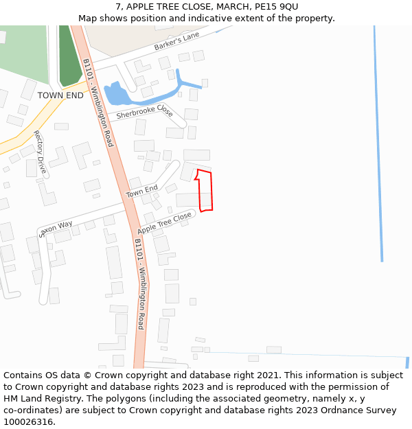 7, APPLE TREE CLOSE, MARCH, PE15 9QU: Location map and indicative extent of plot