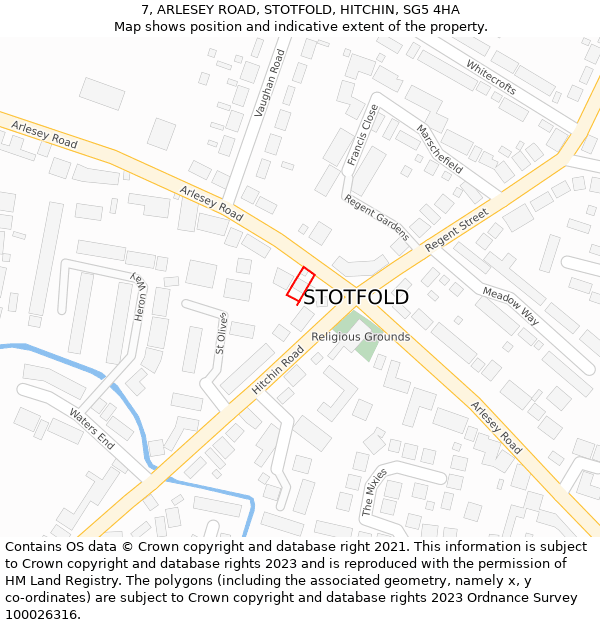 7, ARLESEY ROAD, STOTFOLD, HITCHIN, SG5 4HA: Location map and indicative extent of plot