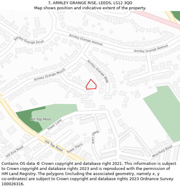 7, ARMLEY GRANGE RISE, LEEDS, LS12 3QD: Location map and indicative extent of plot