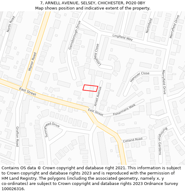 7, ARNELL AVENUE, SELSEY, CHICHESTER, PO20 0BY: Location map and indicative extent of plot