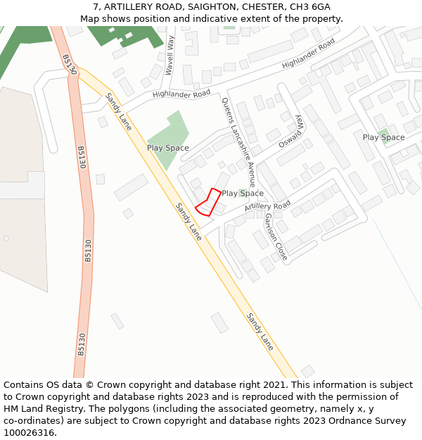 7, ARTILLERY ROAD, SAIGHTON, CHESTER, CH3 6GA: Location map and indicative extent of plot