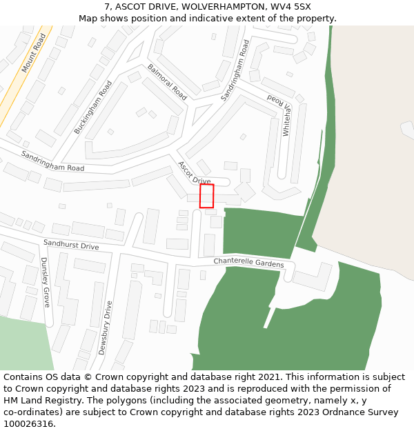 7, ASCOT DRIVE, WOLVERHAMPTON, WV4 5SX: Location map and indicative extent of plot