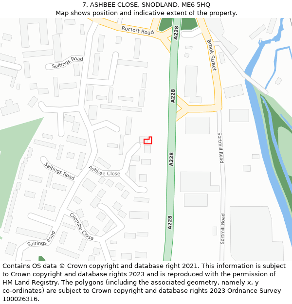 7, ASHBEE CLOSE, SNODLAND, ME6 5HQ: Location map and indicative extent of plot