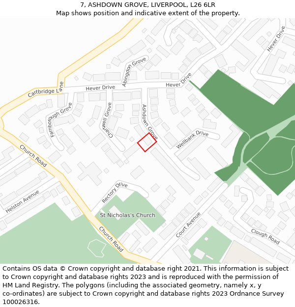 7, ASHDOWN GROVE, LIVERPOOL, L26 6LR: Location map and indicative extent of plot