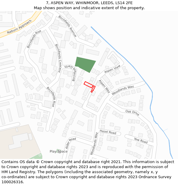 7, ASPEN WAY, WHINMOOR, LEEDS, LS14 2FE: Location map and indicative extent of plot