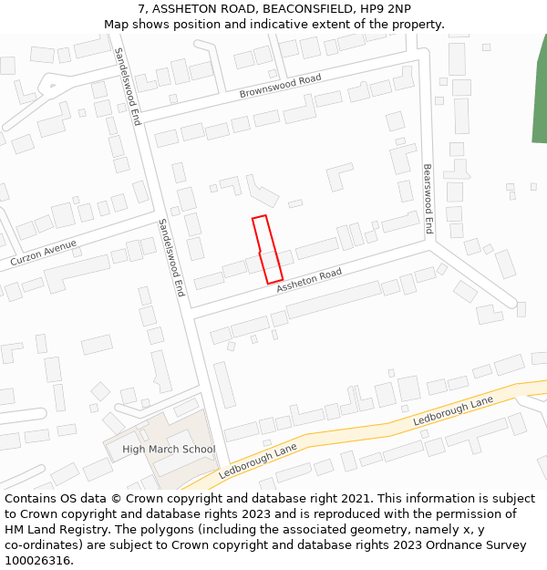 7, ASSHETON ROAD, BEACONSFIELD, HP9 2NP: Location map and indicative extent of plot