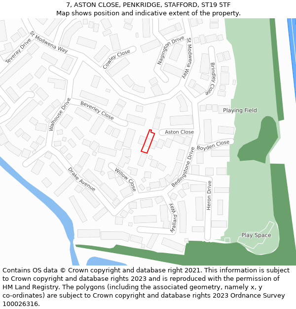 7, ASTON CLOSE, PENKRIDGE, STAFFORD, ST19 5TF: Location map and indicative extent of plot