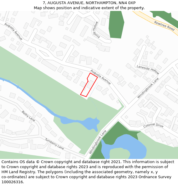 7, AUGUSTA AVENUE, NORTHAMPTON, NN4 0XP: Location map and indicative extent of plot