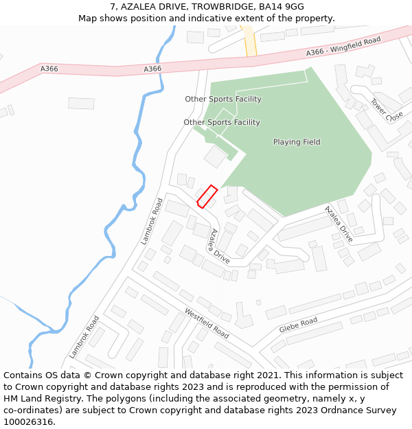 7, AZALEA DRIVE, TROWBRIDGE, BA14 9GG: Location map and indicative extent of plot