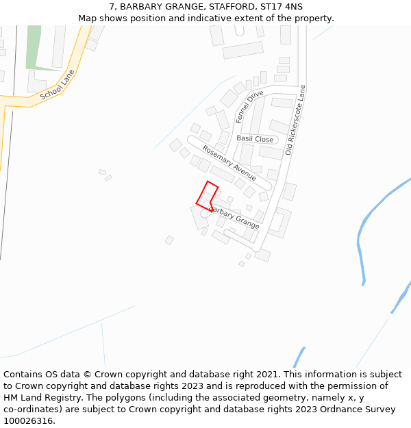 7, BARBARY GRANGE, STAFFORD, ST17 4NS: Location map and indicative extent of plot