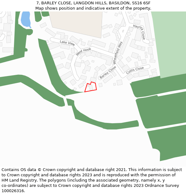 7, BARLEY CLOSE, LANGDON HILLS, BASILDON, SS16 6SF: Location map and indicative extent of plot