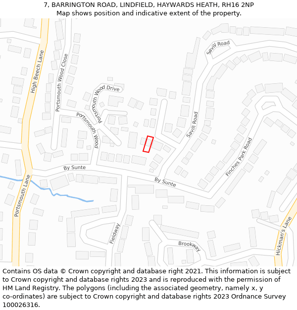 7, BARRINGTON ROAD, LINDFIELD, HAYWARDS HEATH, RH16 2NP: Location map and indicative extent of plot