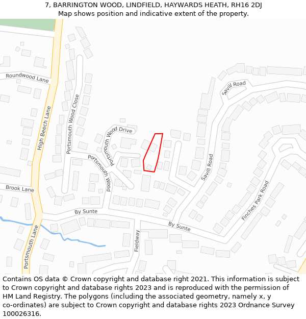 7, BARRINGTON WOOD, LINDFIELD, HAYWARDS HEATH, RH16 2DJ: Location map and indicative extent of plot