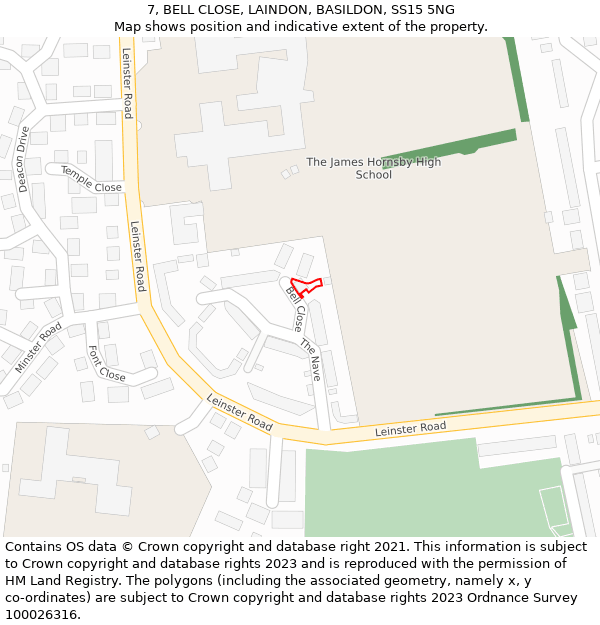 7, BELL CLOSE, LAINDON, BASILDON, SS15 5NG: Location map and indicative extent of plot