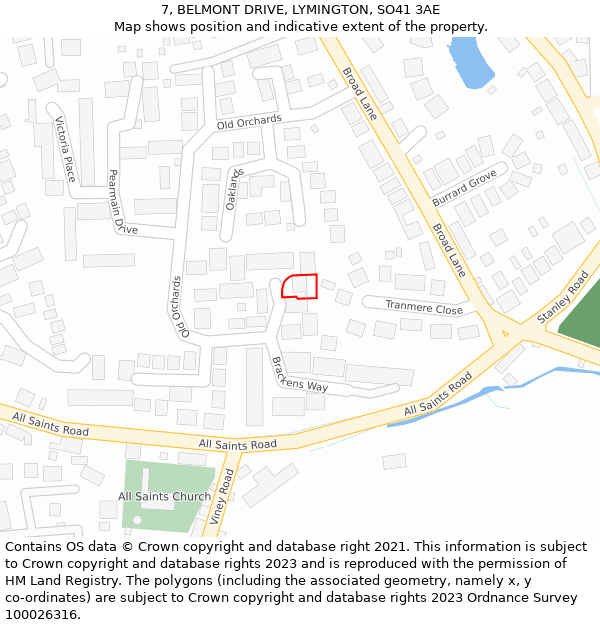 7, BELMONT DRIVE, LYMINGTON, SO41 3AE: Location map and indicative extent of plot