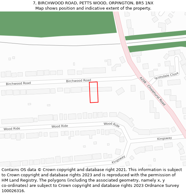 7, BIRCHWOOD ROAD, PETTS WOOD, ORPINGTON, BR5 1NX: Location map and indicative extent of plot