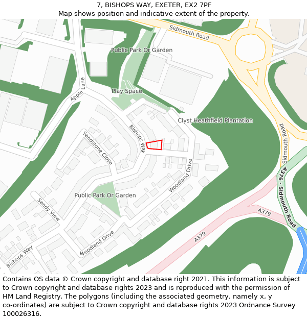 7, BISHOPS WAY, EXETER, EX2 7PF: Location map and indicative extent of plot