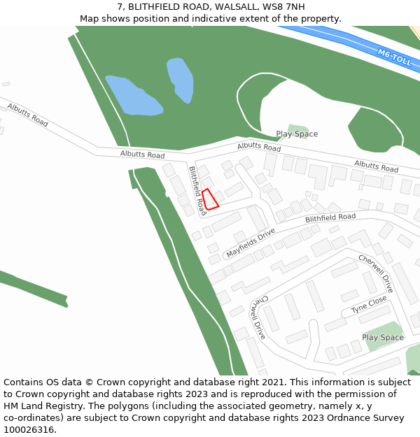 7, BLITHFIELD ROAD, WALSALL, WS8 7NH: Location map and indicative extent of plot