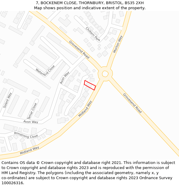 7, BOCKENEM CLOSE, THORNBURY, BRISTOL, BS35 2XH: Location map and indicative extent of plot