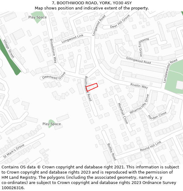 7, BOOTHWOOD ROAD, YORK, YO30 4SY: Location map and indicative extent of plot