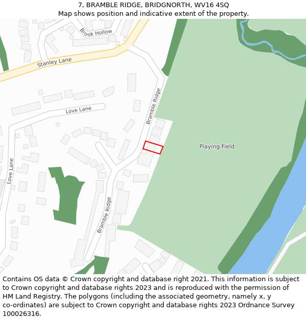 7, BRAMBLE RIDGE, BRIDGNORTH, WV16 4SQ: Location map and indicative extent of plot