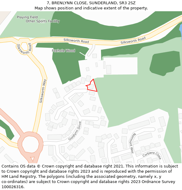 7, BRENLYNN CLOSE, SUNDERLAND, SR3 2SZ: Location map and indicative extent of plot