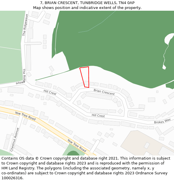 7, BRIAN CRESCENT, TUNBRIDGE WELLS, TN4 0AP: Location map and indicative extent of plot