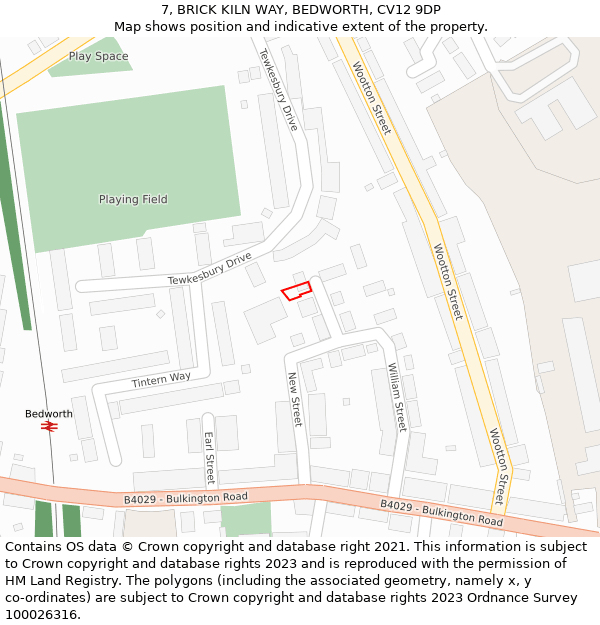 7, BRICK KILN WAY, BEDWORTH, CV12 9DP: Location map and indicative extent of plot