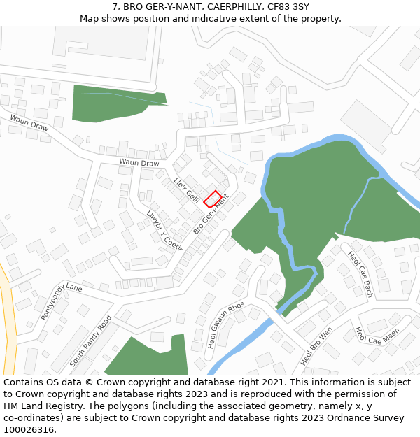 7, BRO GER-Y-NANT, CAERPHILLY, CF83 3SY: Location map and indicative extent of plot