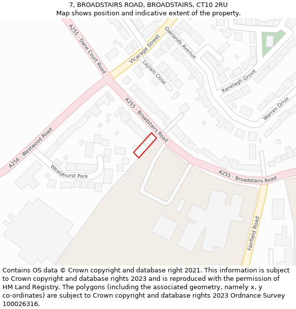 7, BROADSTAIRS ROAD, BROADSTAIRS, CT10 2RU: Location map and indicative extent of plot