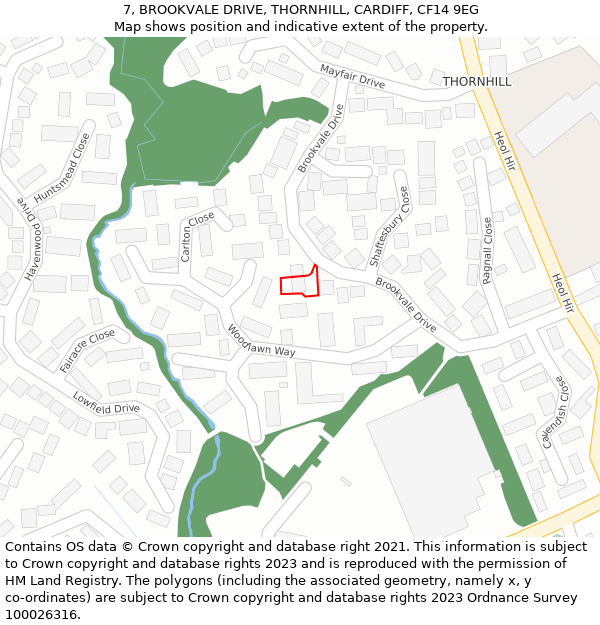 7, BROOKVALE DRIVE, THORNHILL, CARDIFF, CF14 9EG: Location map and indicative extent of plot