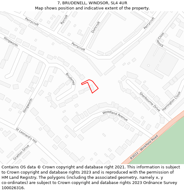 7, BRUDENELL, WINDSOR, SL4 4UR: Location map and indicative extent of plot