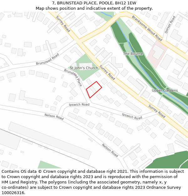 7, BRUNSTEAD PLACE, POOLE, BH12 1EW: Location map and indicative extent of plot