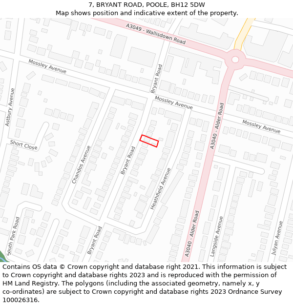 7, BRYANT ROAD, POOLE, BH12 5DW: Location map and indicative extent of plot