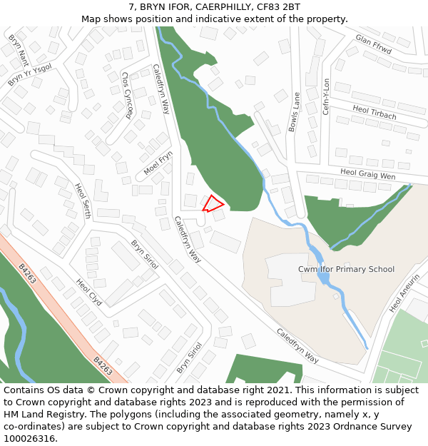 7, BRYN IFOR, CAERPHILLY, CF83 2BT: Location map and indicative extent of plot