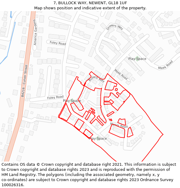 7, BULLOCK WAY, NEWENT, GL18 1UF: Location map and indicative extent of plot