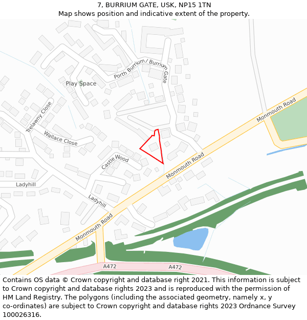 7, BURRIUM GATE, USK, NP15 1TN: Location map and indicative extent of plot