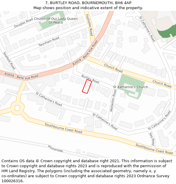 7, BURTLEY ROAD, BOURNEMOUTH, BH6 4AP: Location map and indicative extent of plot