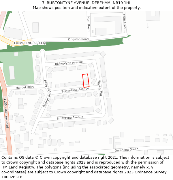 7, BURTONTYNE AVENUE, DEREHAM, NR19 1HL: Location map and indicative extent of plot