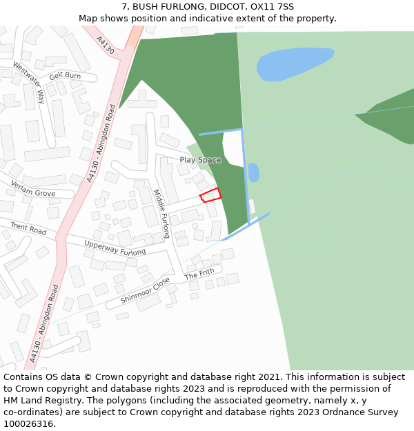 7, BUSH FURLONG, DIDCOT, OX11 7SS: Location map and indicative extent of plot