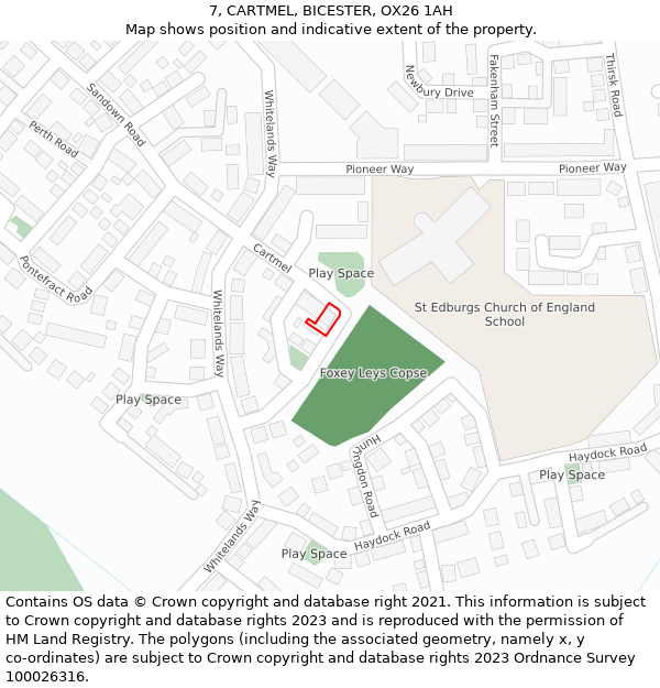 7, CARTMEL, BICESTER, OX26 1AH: Location map and indicative extent of plot