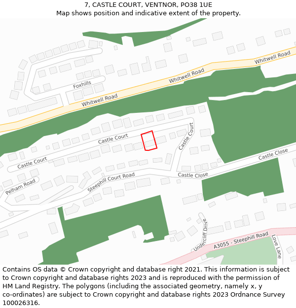 7, CASTLE COURT, VENTNOR, PO38 1UE: Location map and indicative extent of plot