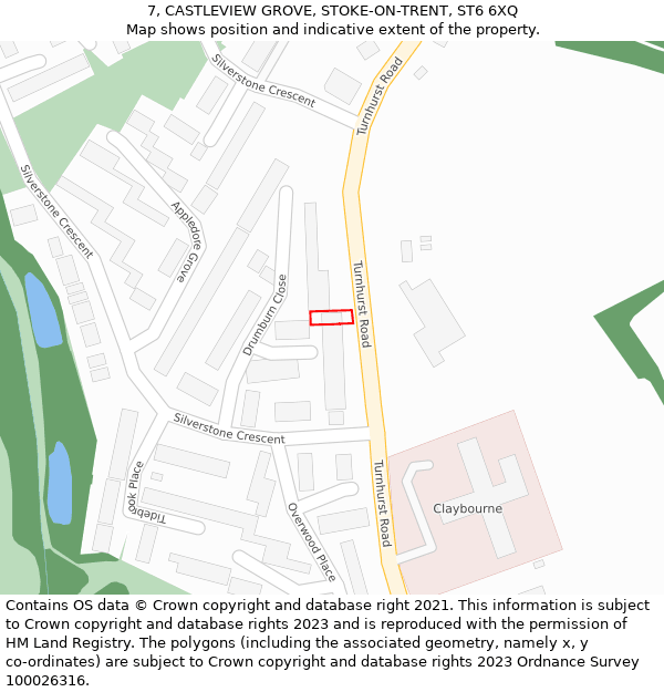 7, CASTLEVIEW GROVE, STOKE-ON-TRENT, ST6 6XQ: Location map and indicative extent of plot