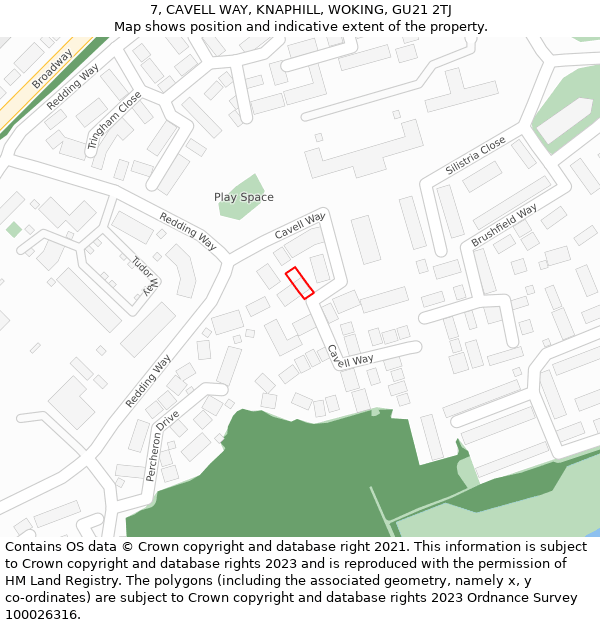 7, CAVELL WAY, KNAPHILL, WOKING, GU21 2TJ: Location map and indicative extent of plot