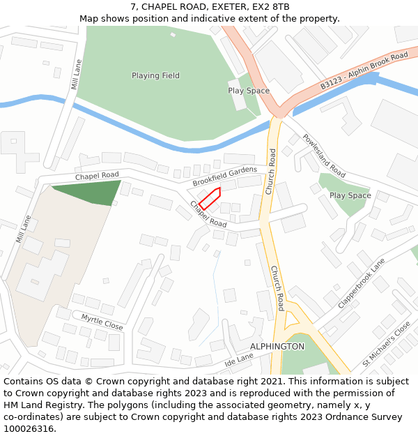 7, CHAPEL ROAD, EXETER, EX2 8TB: Location map and indicative extent of plot