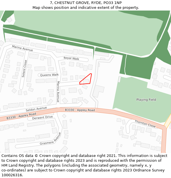 7, CHESTNUT GROVE, RYDE, PO33 1NP: Location map and indicative extent of plot