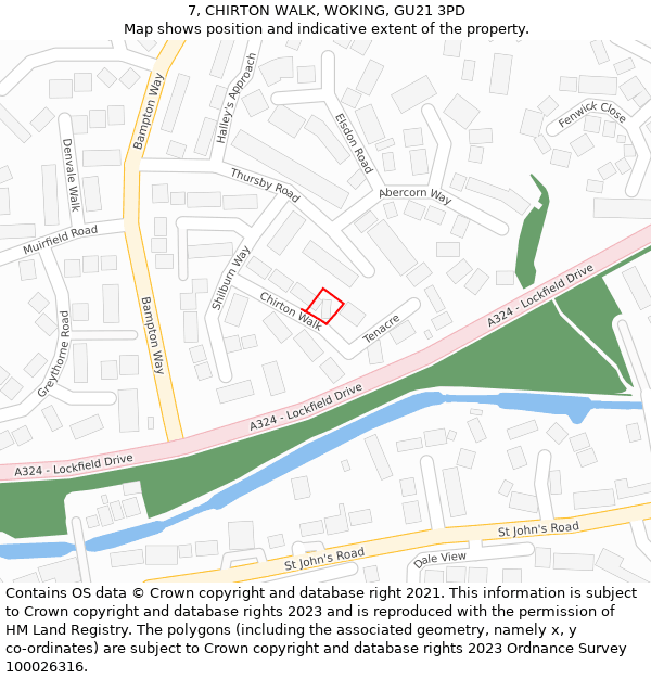 7, CHIRTON WALK, WOKING, GU21 3PD: Location map and indicative extent of plot