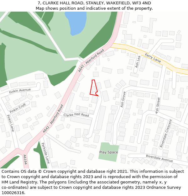 7, CLARKE HALL ROAD, STANLEY, WAKEFIELD, WF3 4ND: Location map and indicative extent of plot