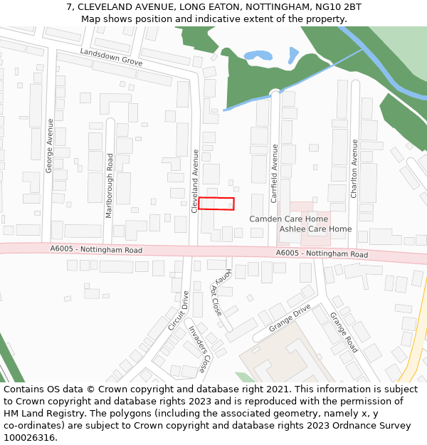 7, CLEVELAND AVENUE, LONG EATON, NOTTINGHAM, NG10 2BT: Location map and indicative extent of plot