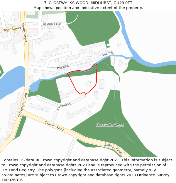 7, CLOSEWALKS WOOD, MIDHURST, GU29 0ET: Location map and indicative extent of plot